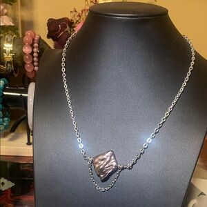 Copper Pearl Draped Chain Stainless Steel Necklace 17 -18 inch